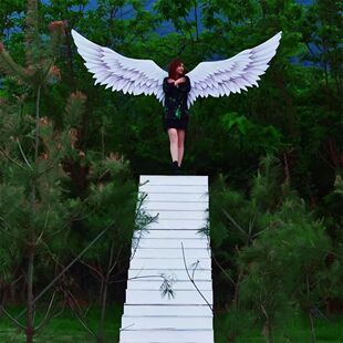 网红月亮天梯景区公园打卡拍照装置户外浪漫婚庆摄影云梯美陈摆件