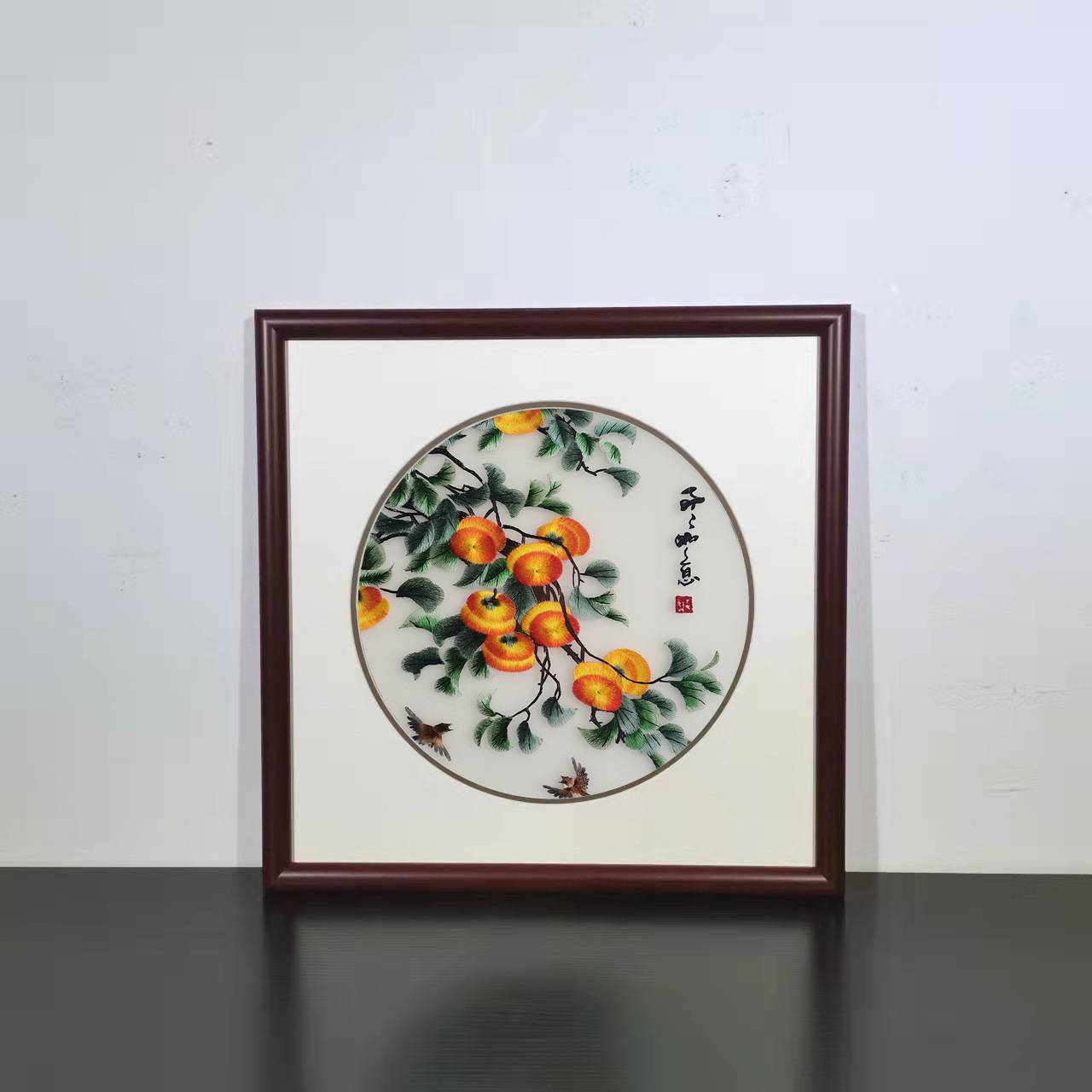 苏绣成品挂画透明丝布刺绣新中式餐厅客厅小幅苏绣装饰画图片