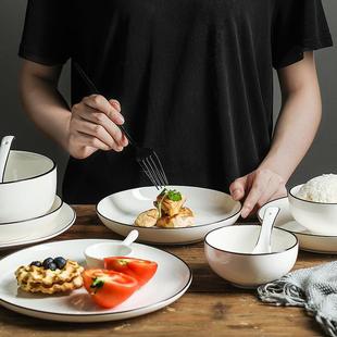 家用陶彩瓷碗盘饭碗白色餐具具HXTCTZ00碗碗 釉下纯色简套约碗碟装