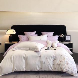 轻奢10023313支全刺棉绣四件套单纯8棉斜纹双人1.米床被套四季名