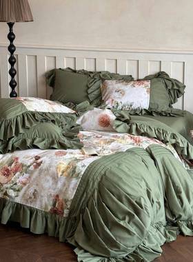 法式复古风秋冬用0000261天丝纤维磨毛印保花被罩上四件套暖床亲