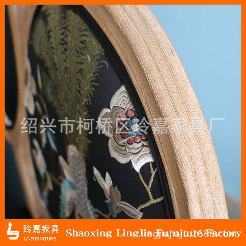 法式复古三人椅子 实木橡木组合卡座 圆背三人椅子