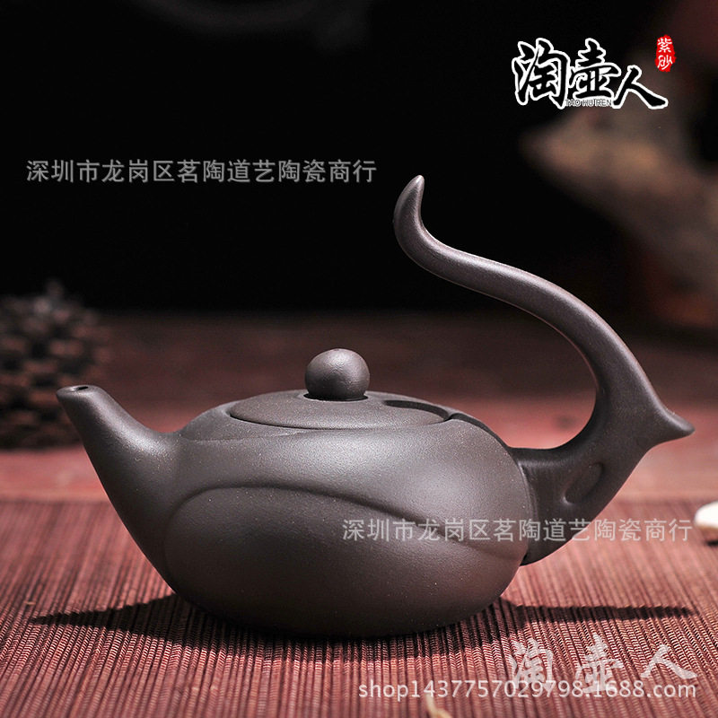 宜兴产地紫砂茶壶 原矿朱泥茶壶茶具泡茶器120ml艺术小壶