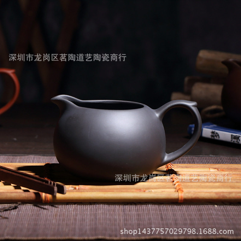 宜兴紫砂大号公道杯茶漏茶道零配原矿360毫升陶瓷朱泥公杯 分茶器
