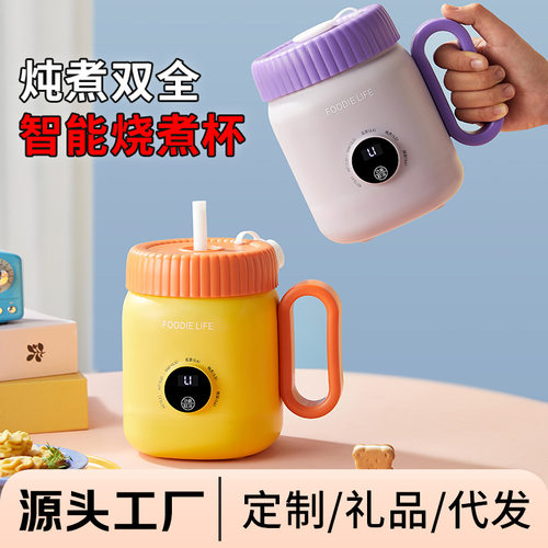 烧水杯小型便携电热杯办公室多功能恒温一体电炖杯迷你智能电煮杯