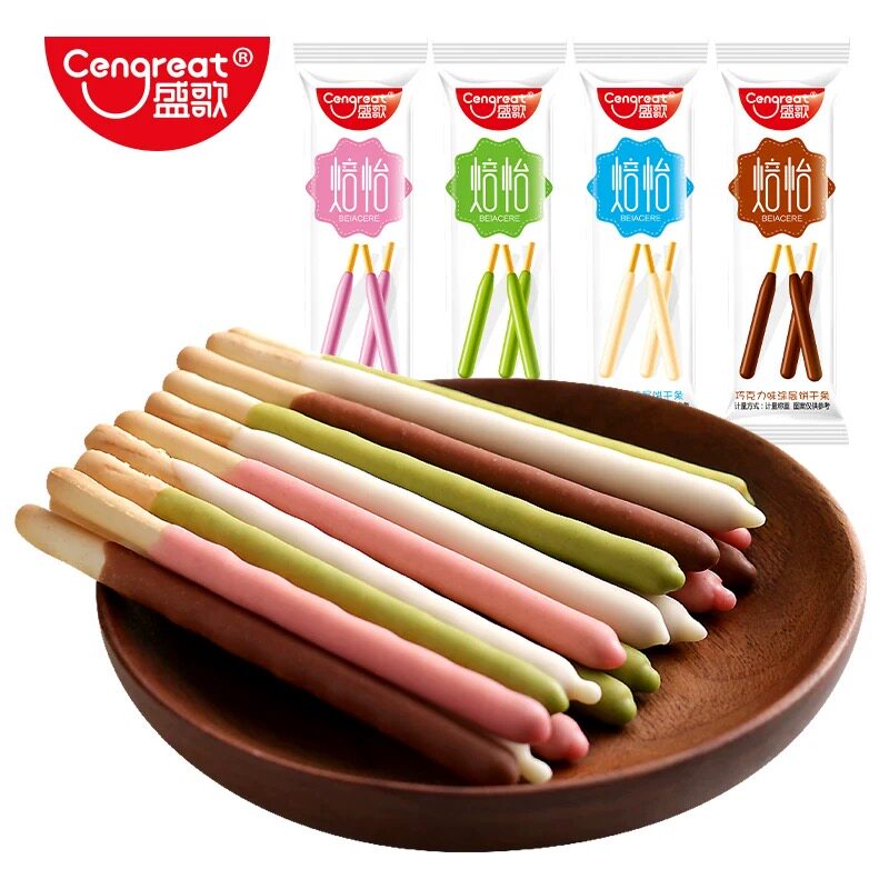 盛歌巧克力草莓涂层手指饼干条棒零食儿童孩健康营养小吃休闲食品