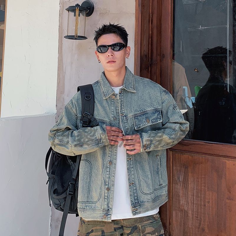 巴黎风格美式复古牛仔外套夹克