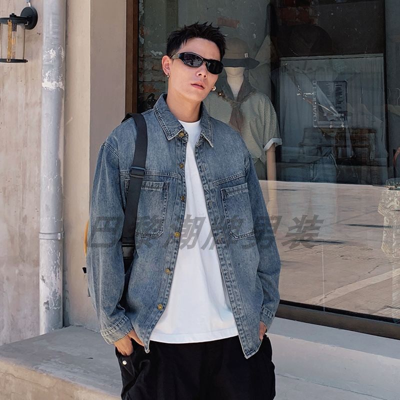 巴黎风格美式复古牛仔外套上衣