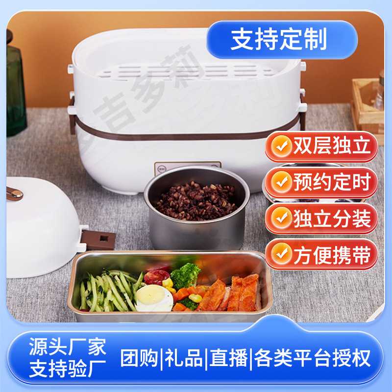 电热饭盒预约定时二层保温饭盒上班带饭多功能热饭菜神器插电加热