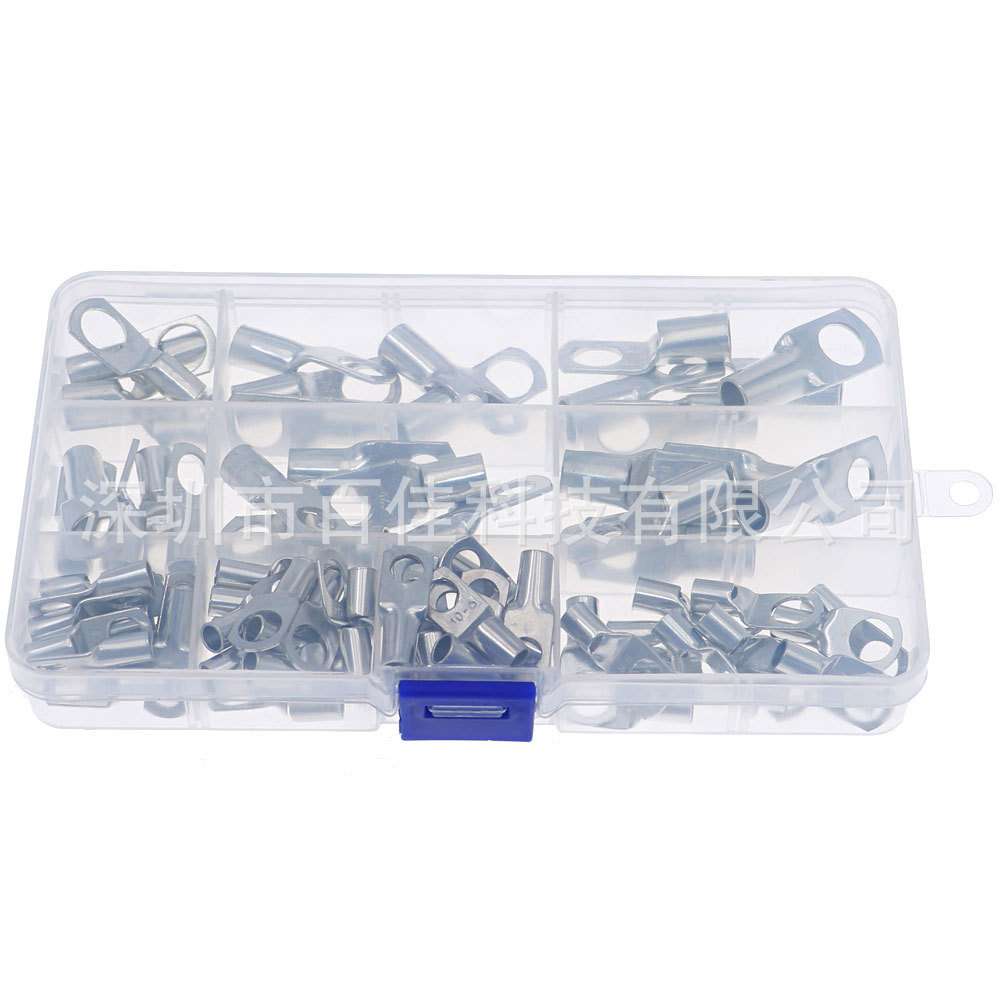 90只盒装 窥口接线端子 铜接线鼻子SC组合套装 6/10/16/25/35mm