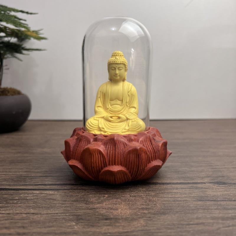 新品上市黄杨木雕刻娑婆三圣摆件居家像摆饰花梨底座车摆车饰