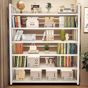 钢制书柜带柜门书架落地置物架一体靠墙可移动客厅书房防尘收纳架