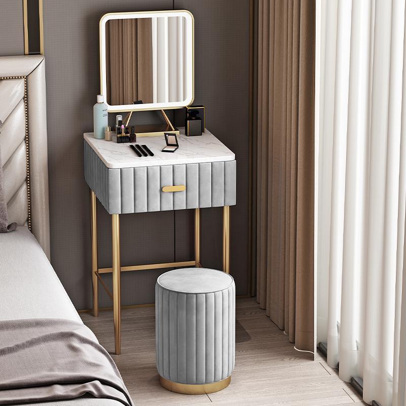大理石简约迷你40化妆台小户型梳妆台40cm小型超小柜台床头一体