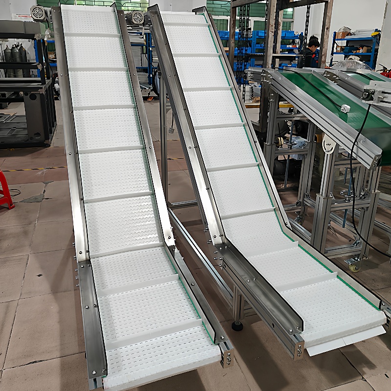 工厂直销白色食品级爬坡机链板运输提升机链条农工食品传输带