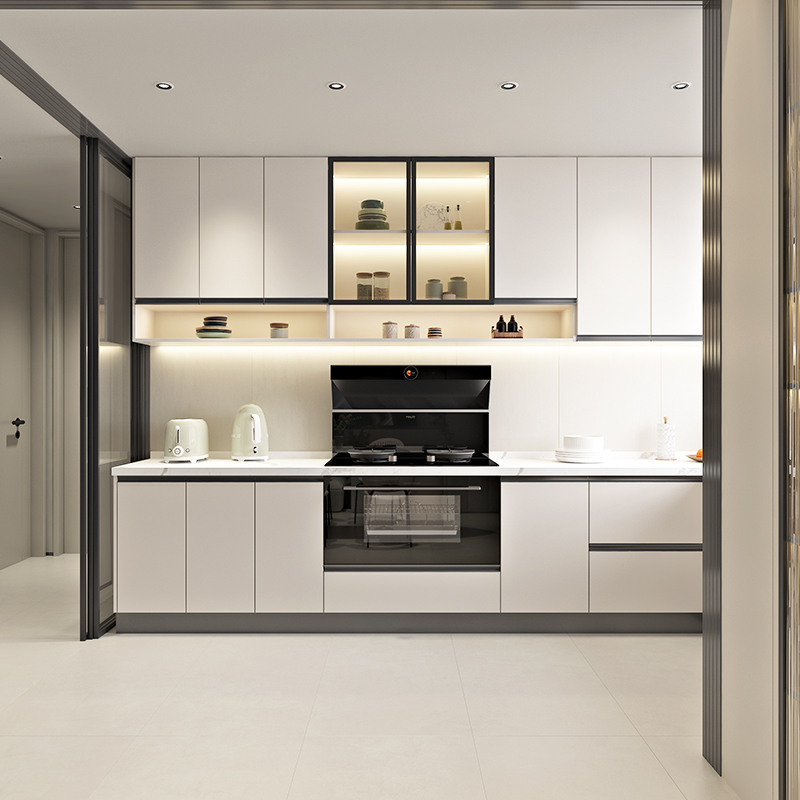 金牌厨柜整体橱柜小户型开放式橱柜定制石英石厨房柜子一体灶台柜