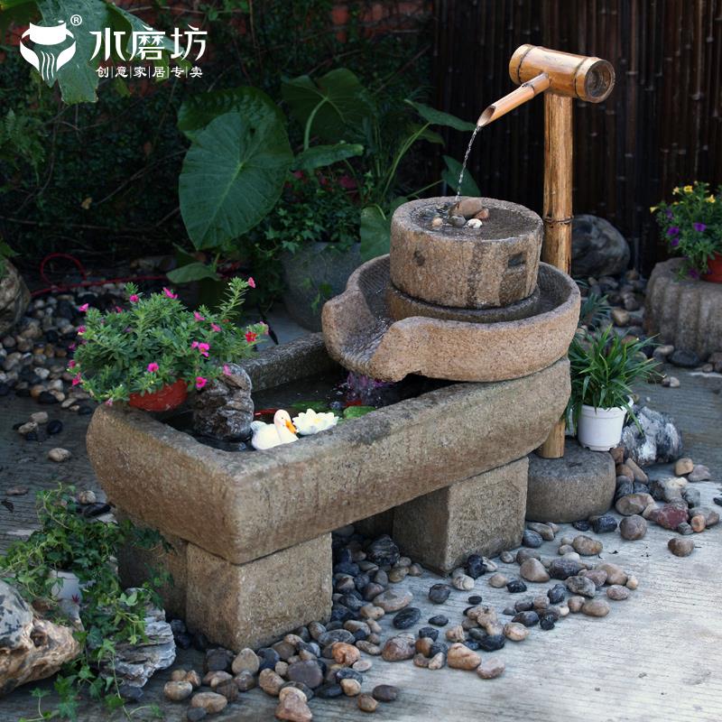 中式庭院假山流水摆件循环水景观花D园阳台小鱼池装饰造景喷泉水
