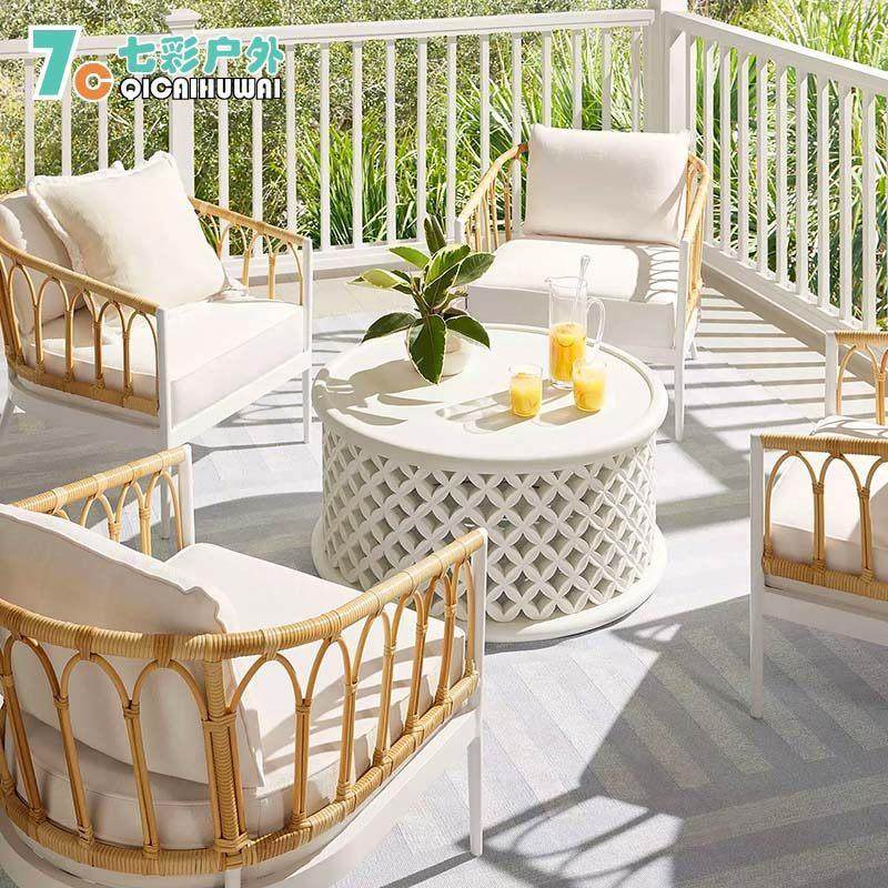 北欧户外休闲藤编沙发组合室外庭院花园防水防晒藤椅露天家具组合,住宅家具,户外沙发,淘宝优惠券,粉丝福利购,淘宝优惠卷