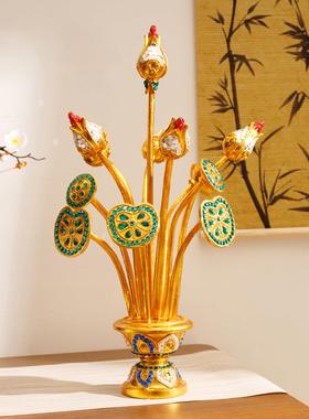 泰式饭厅SPA美容院装饰摆件玄关新中式家居办公室莲花工艺礼品摆