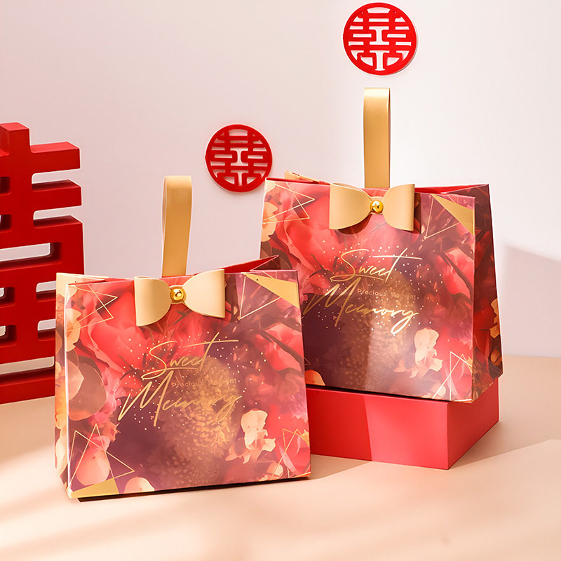 新款喜糖盒结婚专用喜糖盒子手提喜糖袋高级感糖果包装盒空盒批发