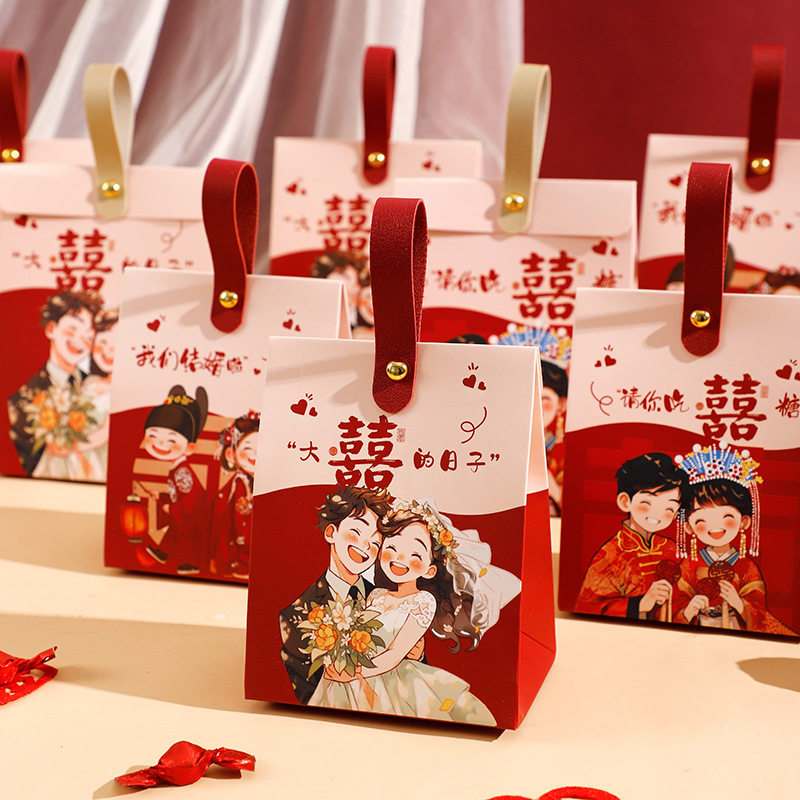 结婚喜糖盒子2026新款国潮中式喜糖袋高级感婚礼伴手礼盒包装空盒