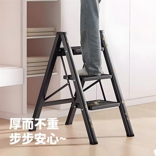 爬梯凳楼梯 中古风家用梯小型折叠轻便人字伸缩室内加厚乔迁新中式
