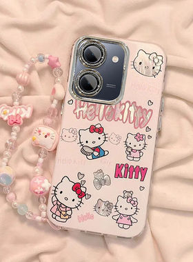 适用vivoy78手机壳V2278A保护套vivo y78+全包防摔V2271A新款软vlvoy78m带镜头膜viv0y78十可爱kt猫高级潮女