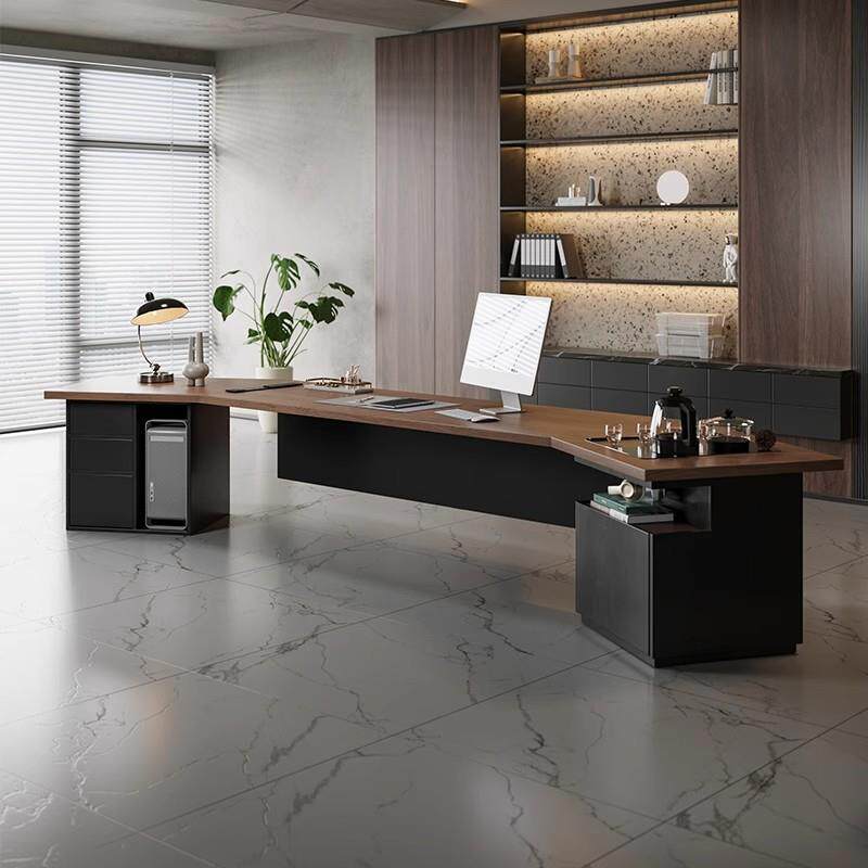 实木茶桌办公桌一体两用老板桌轻奢高级感简约现代大班台高端新款