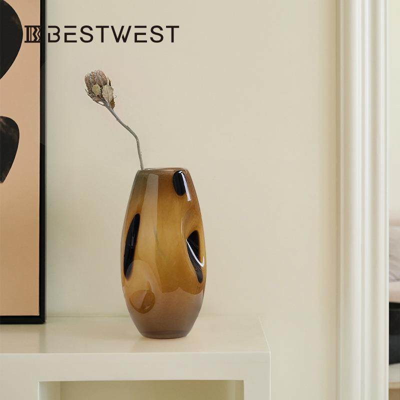Bestwest中古高级感波点玻璃插花花瓶家居软装饰品水培花器,工业油品/胶粘/化学/实验室用品,其他实验室设备,淘宝优惠券,粉丝福利购,淘宝优惠卷