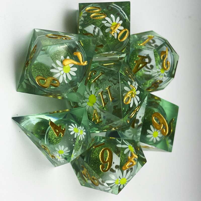 多面体液体流沙树脂骰子RPG自定义标志龙与地下城棋盘游戏骰子