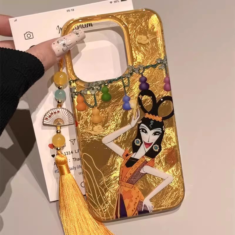 金底蛇精适用苹果17pro手机壳14plus葫芦娃IPHONE15国风13/12promax锡纸纹11新中式xs蛇年xsmax平果r如意软套