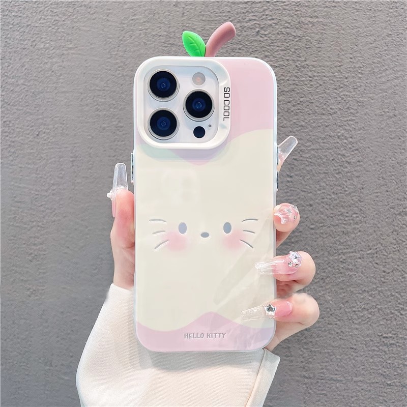 适用OPPORENO13手机壳RENO12粉色猫咪苹果11pro+磨砂镭射彩银FINDX8/7/6夏日可爱Reno9/8/7/6/5k水果个性保护