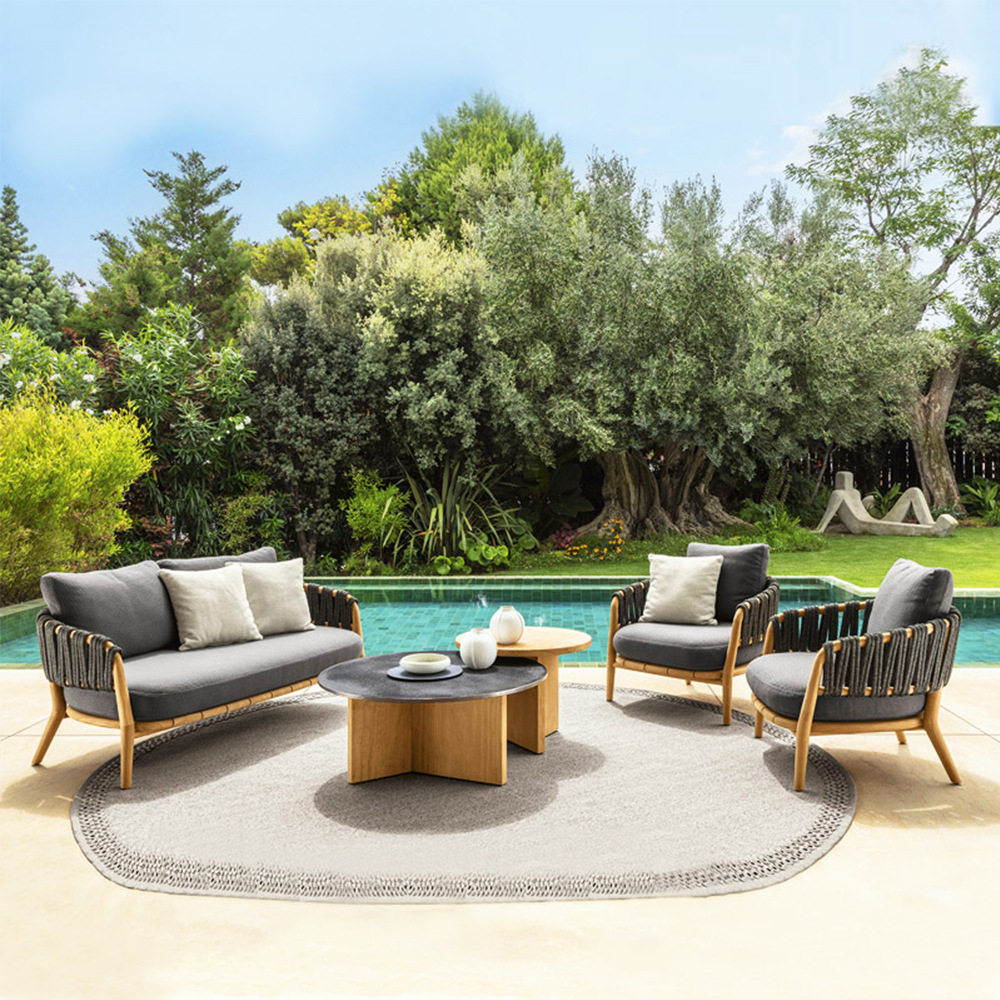 北欧户外沙发柚木庭院藤编茶几组合阳台露天别墅花园藤椅防水家具,住宅家具,户外沙发,淘宝优惠券,粉丝福利购,淘宝优惠卷