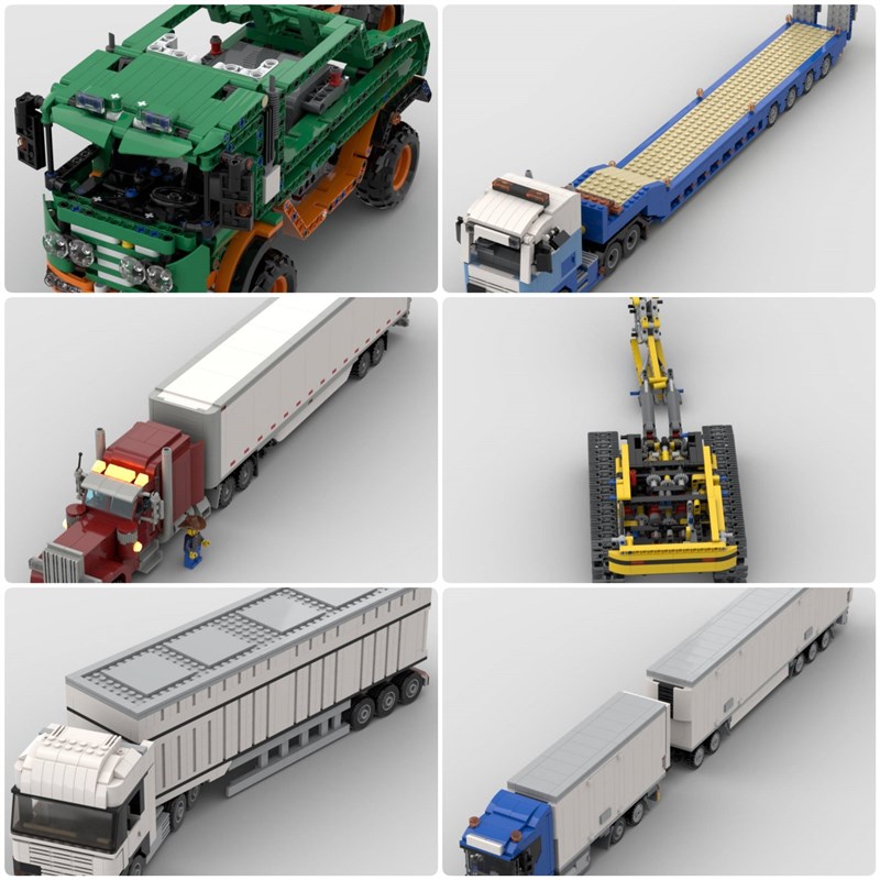 定制积木创意设计儿童玩具翻斗车消防局消防车R卡车超大件货拖车