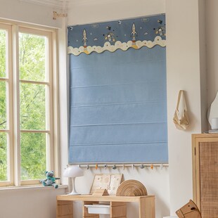 双层日夜l罗马帘窗帘折叠帘飘窗内双层可电动卧室折叠遮光罗马帘