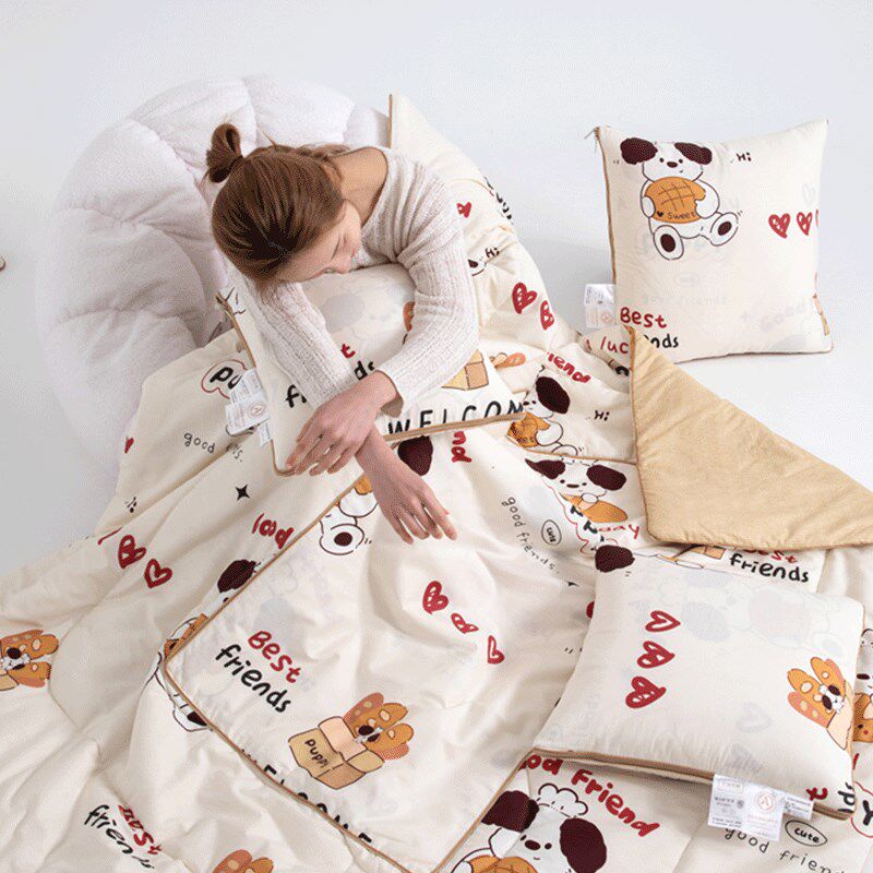 全棉抱枕被子两用车用折叠靠枕枕头办公室纯棉午睡毯空调被二合一