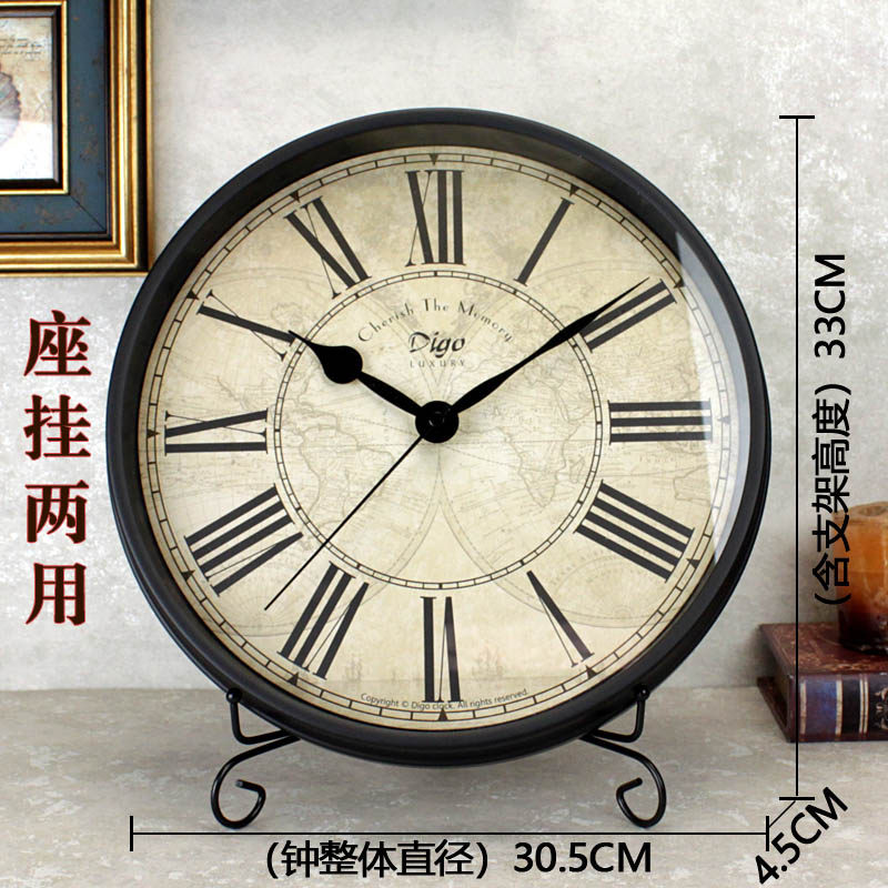 表客厅电视柜钟表大号摆放座钟家用摆件桌面台式时钟美式复古摆钟