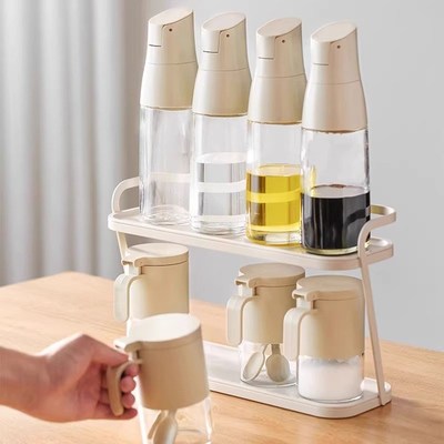 zuutii适配调料置物架u白色厨房台面油瓶调味品罐壶双层收纳架子