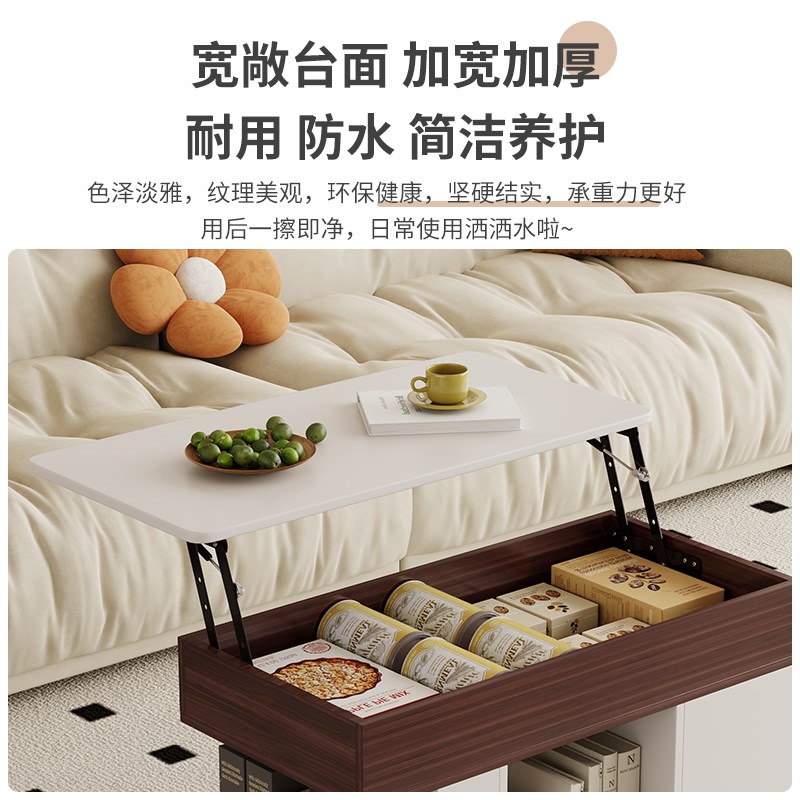 多功能移动推f车客厅沙发边几升降茶几餐桌带轮边柜茶桌零食收纳