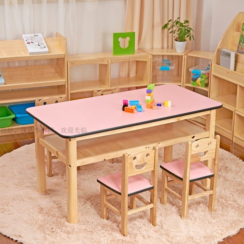培训早教机构实木拼接桌椅组合儿童学习桌手工桌S美术桌专用国画