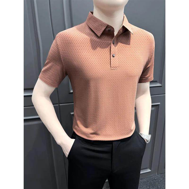HQ轻奢严选polo衫男款春秋款爆款2026新款高级感修身纯色短袖t恤