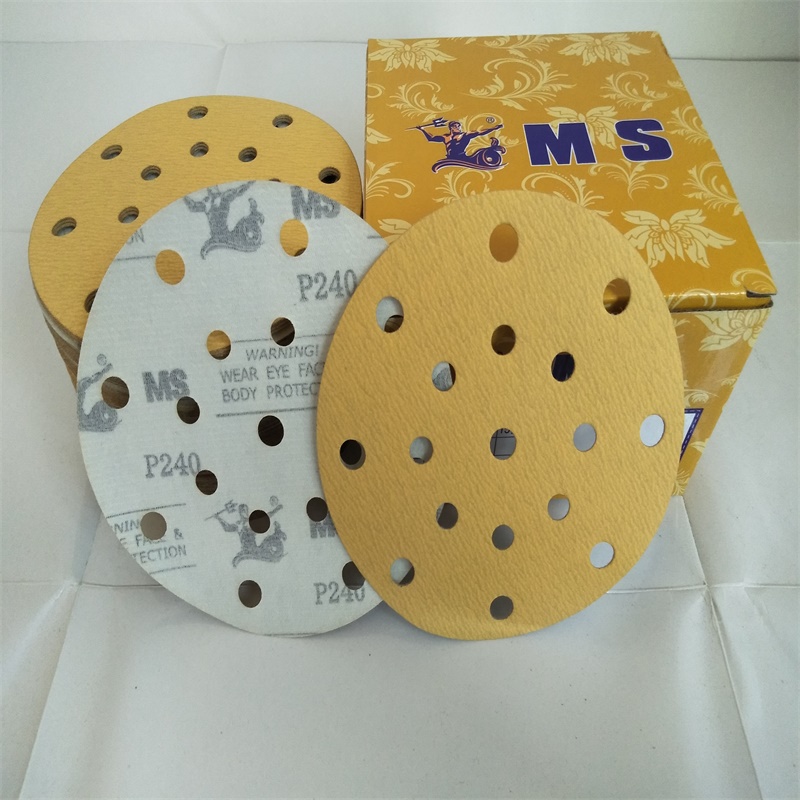 猛士6寸17孔干磨砂纸打磨腻子汽车漆面自粘式植绒沙子片直径150mm