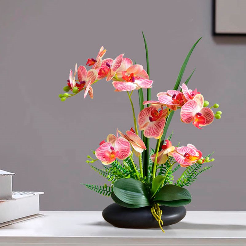 花伴伊生蝴蝶兰仿真花艺陶瓷摆件客厅餐桌花摆花茶几上摆放花假花