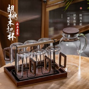 家用待客厅耐高温带把大玻璃啤酒杯子办公室泡绿茶 高硼硅水杯套装