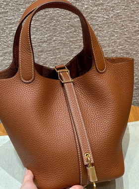 高端定制纯手工蜡线TC牛皮菜篮子包18/22荔枝纹琳迪包手提水桶包