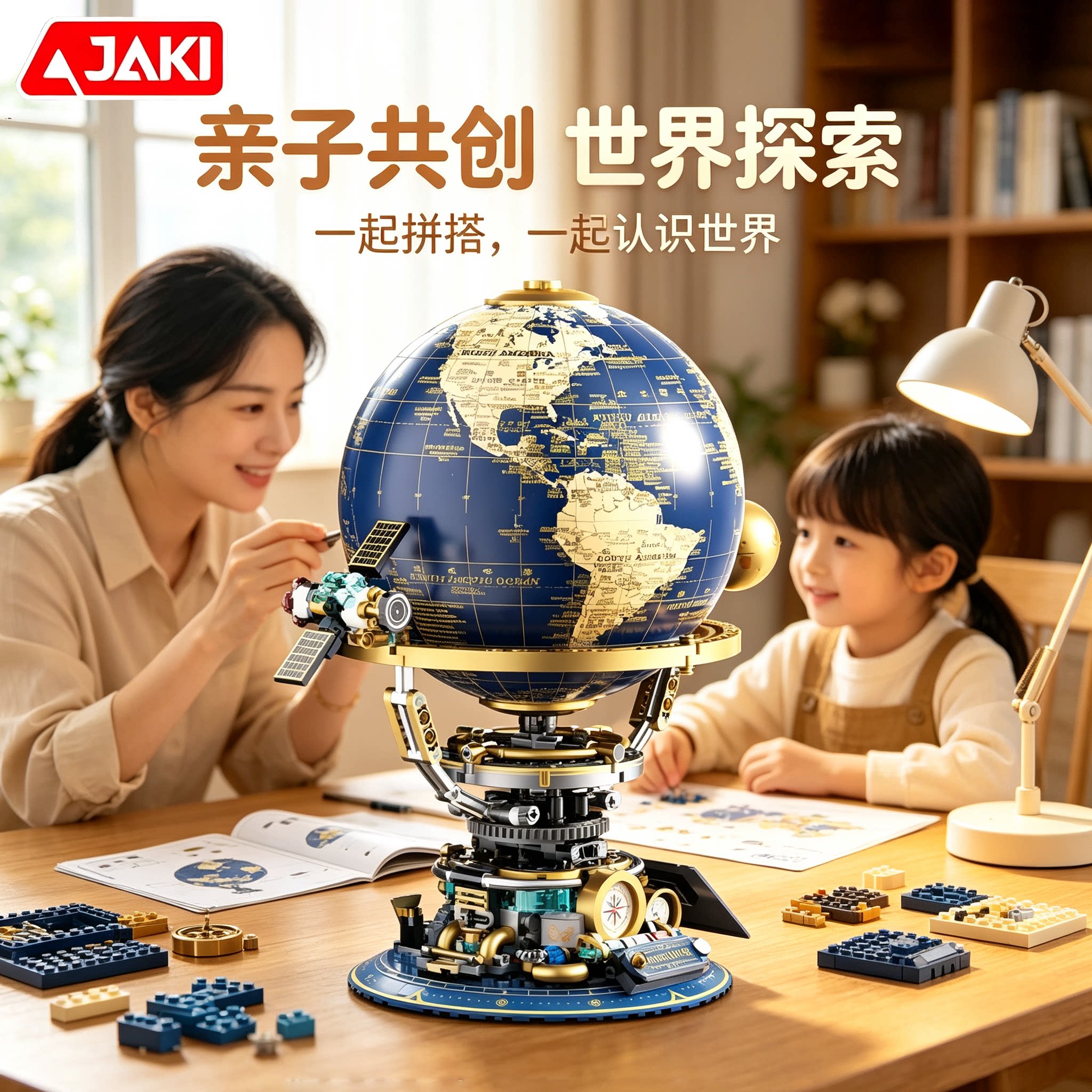 JAKI穹宇之轴复古蒸汽地球仪积木
