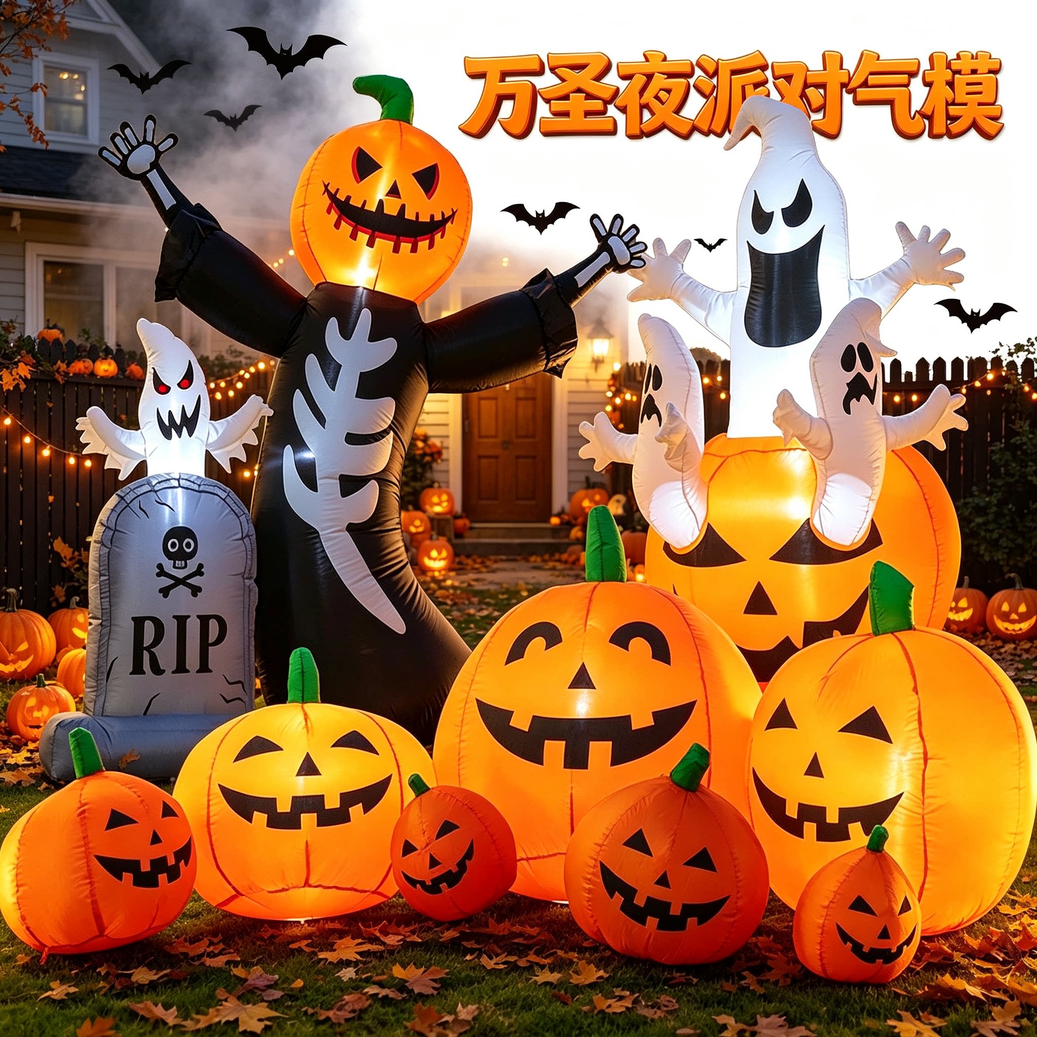 万圣节装饰品破窗气模充气南瓜