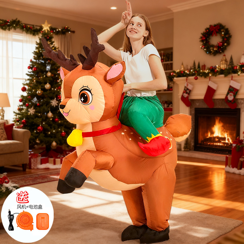 圣诞节充气圣诞老人排队演出服装