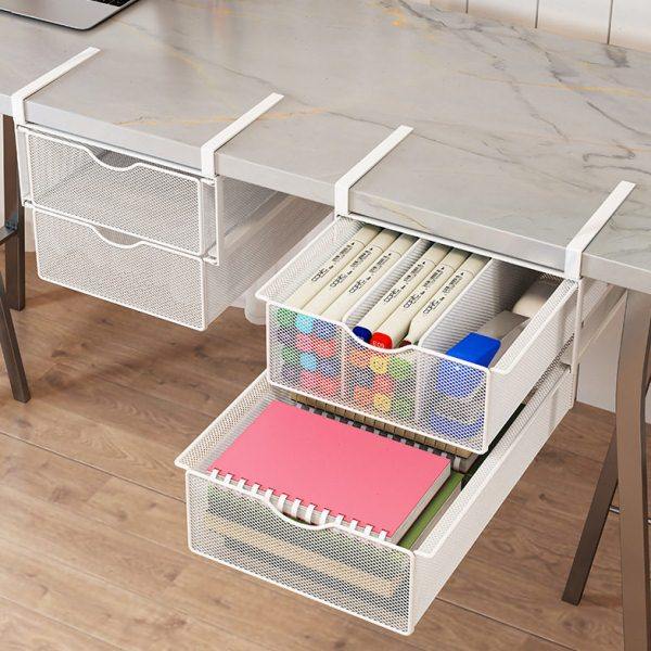 多层桌下置物架抽屉式抽拉篮收纳柜桌底公桌书桌工位文件整理筐,收纳整理,书桌收纳置物架,淘宝优惠券,粉丝福利购,淘宝优惠卷