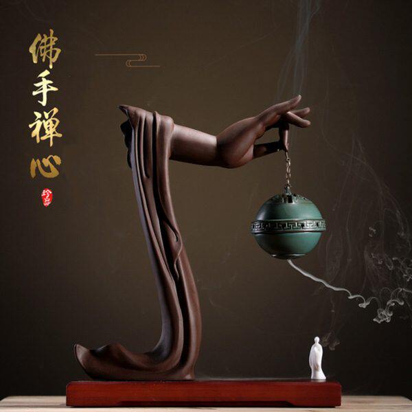 倒流香炉中式仿古佛手客厅室内创意礼品摆件盘香檀香薰炉