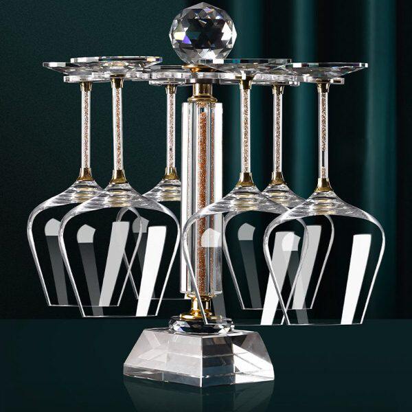 水晶奢华脚杯倒挂架档家用客厅红酒杯酒架悬挂架创意酒柜摆件